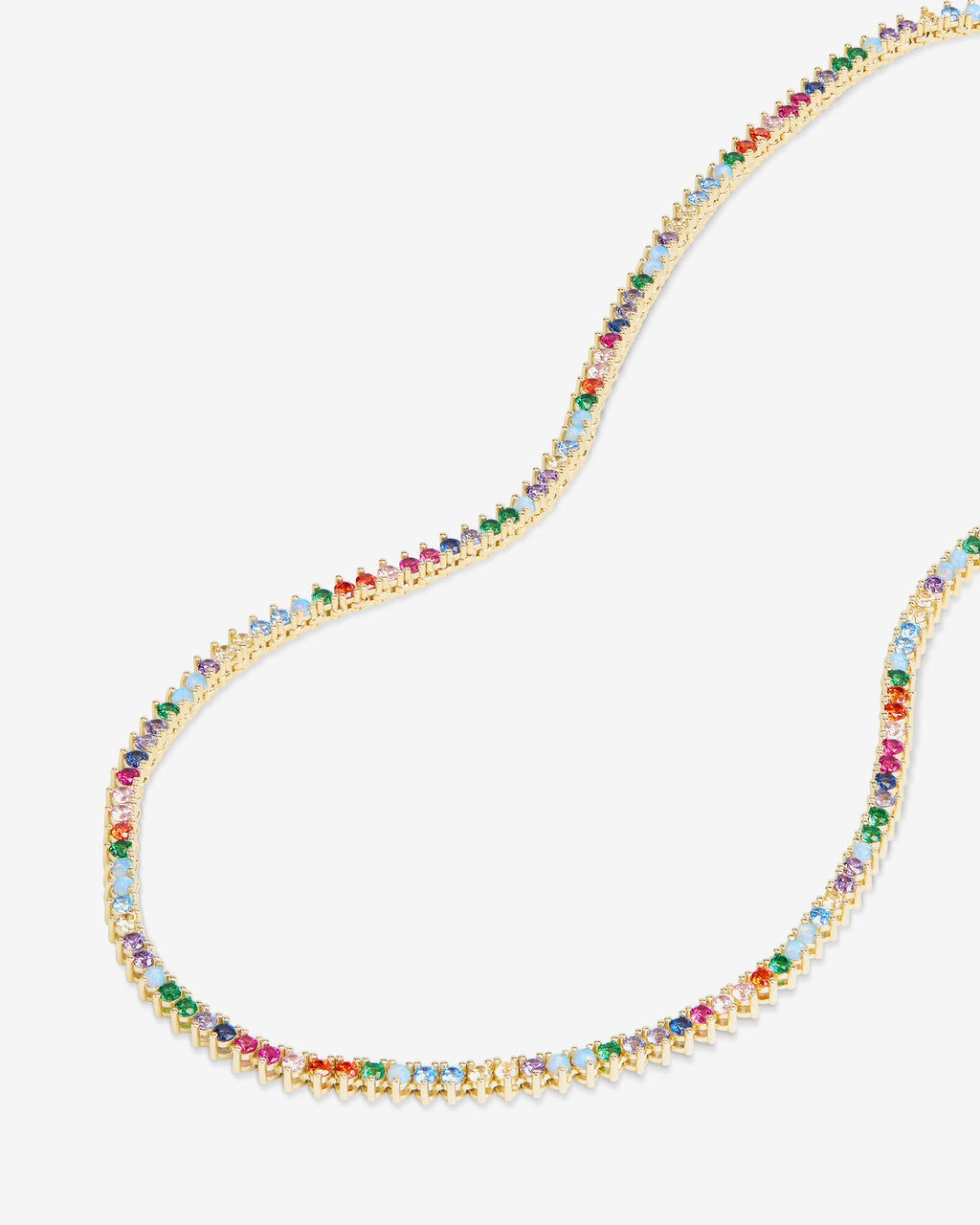 Not Your Basic Tennis Necklace 2mm - Gold|Multi Stone