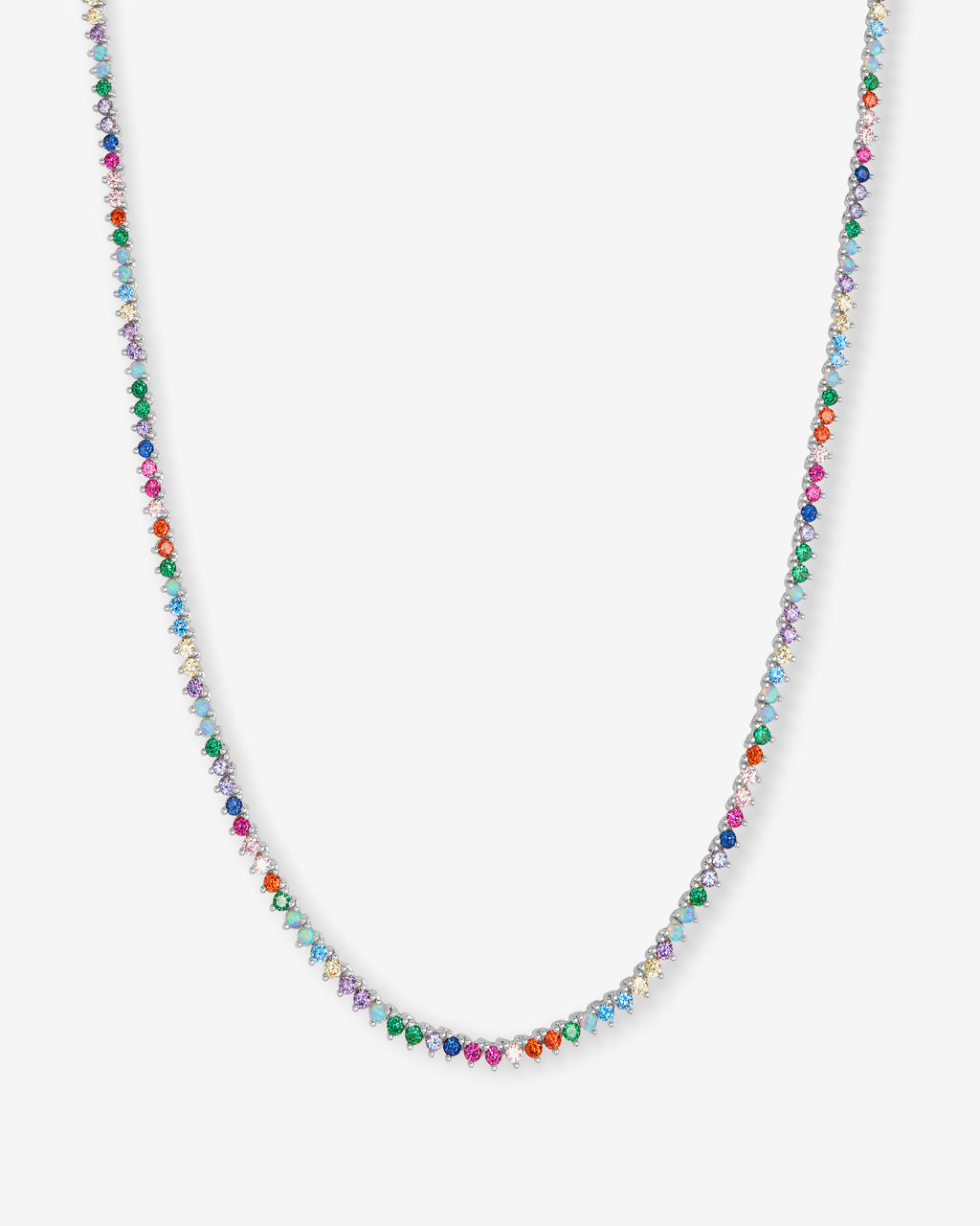 Not Your Basic Tennis Necklace 2mm - Silver|Multi Stone