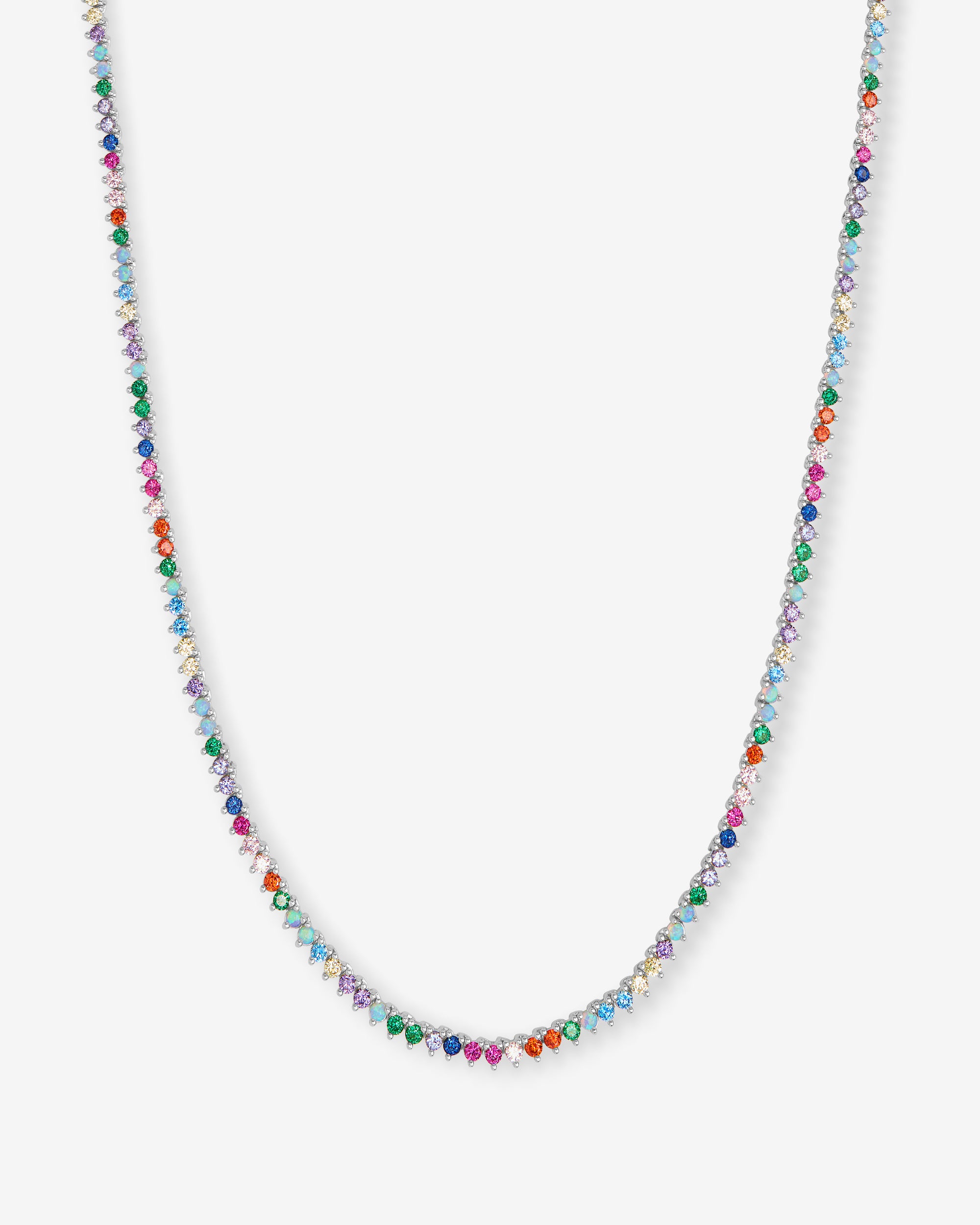 Not Your Basic Tennis Necklace 2mm - Silver|Multi Stone