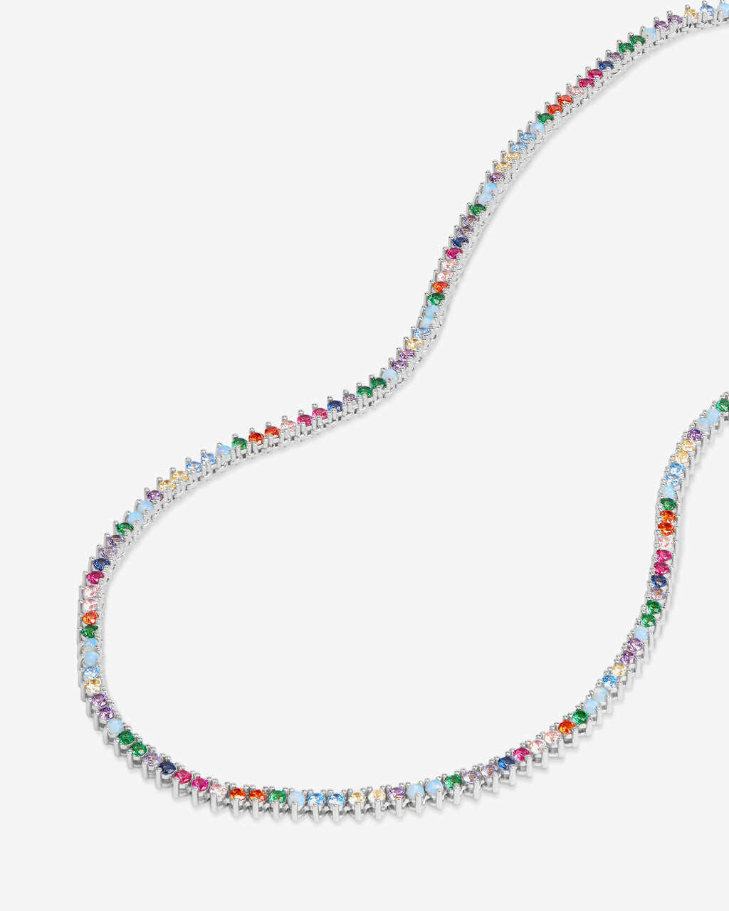 Not Your Basic Tennis Necklace 2mm - Silver|Multi Stone