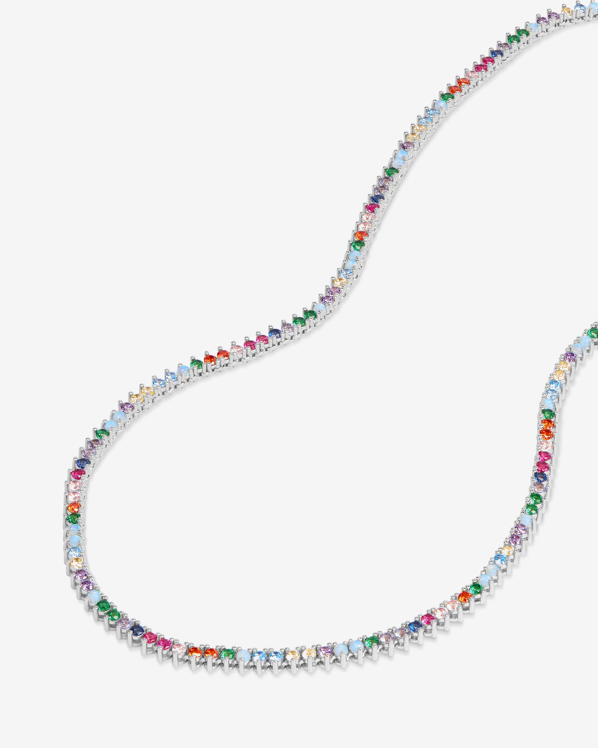 Not Your Basic Tennis Necklace 2mm - Silver|Multi Stone