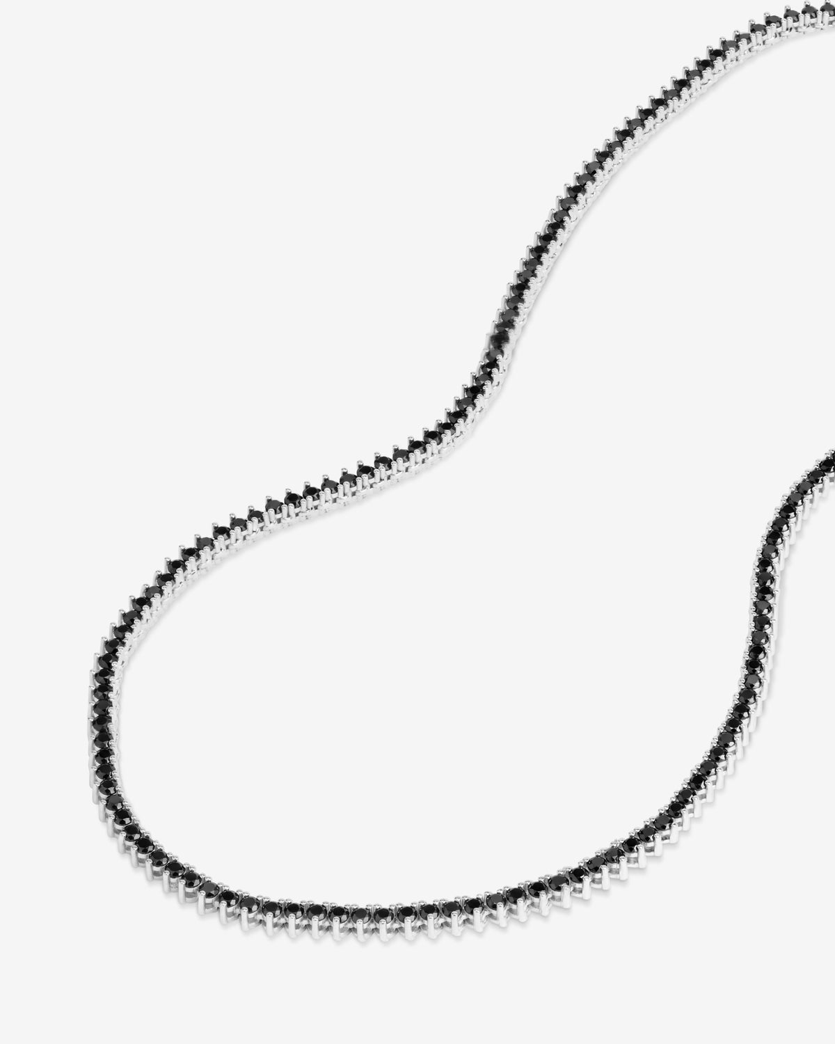 Not Your Basic Tennis Necklace 2mm - Silver|Black Diamondettes