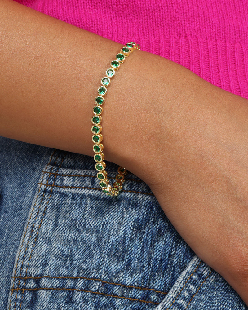 Baroness Tennis Bracelet - Gold|Emerald