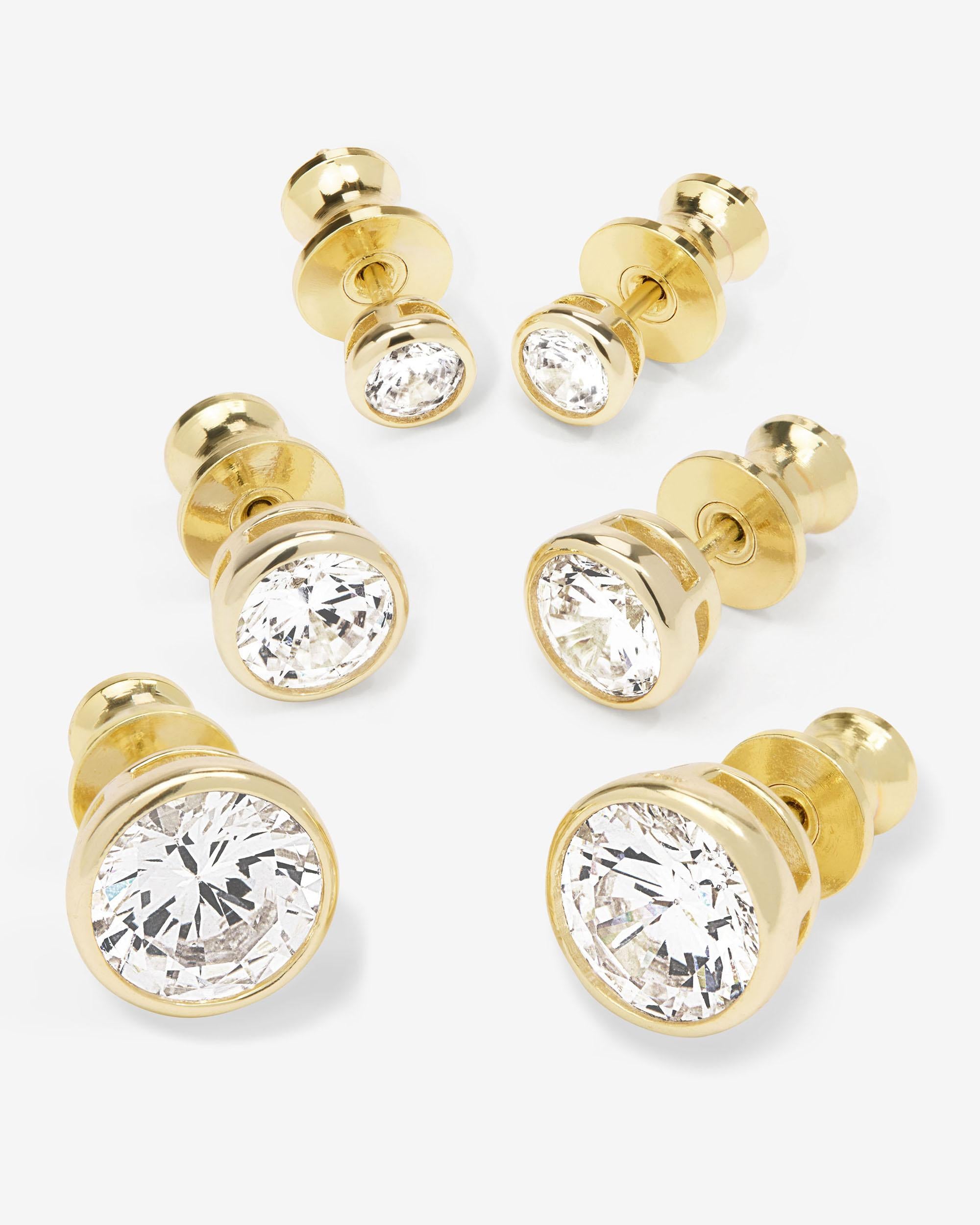 Baroness Stud Set - Gold|White Diamondettes