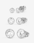 Baroness Stud Set - Silver|White Diamondettes