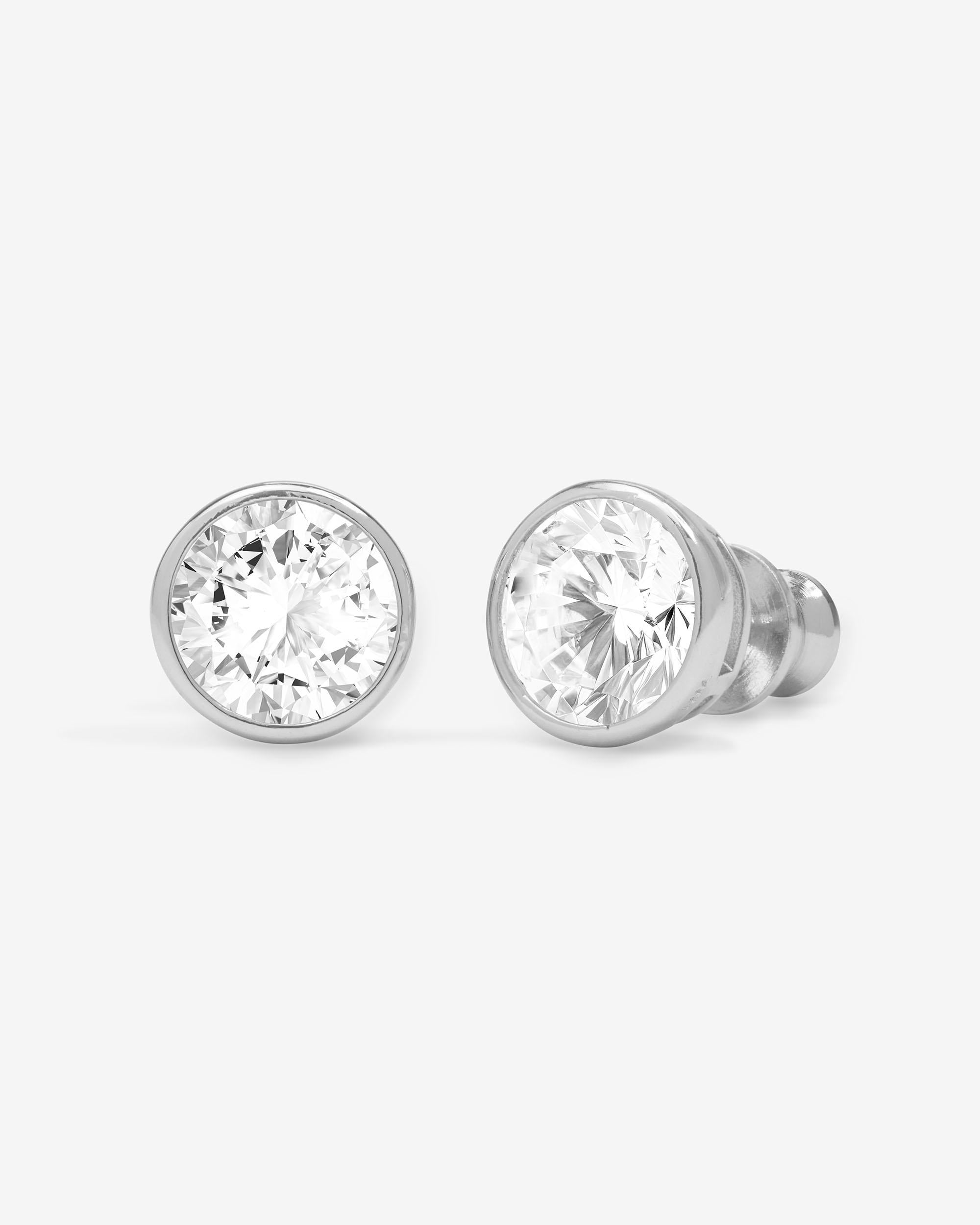 Baroness 8mm Studs - Silver|White Diamondettes