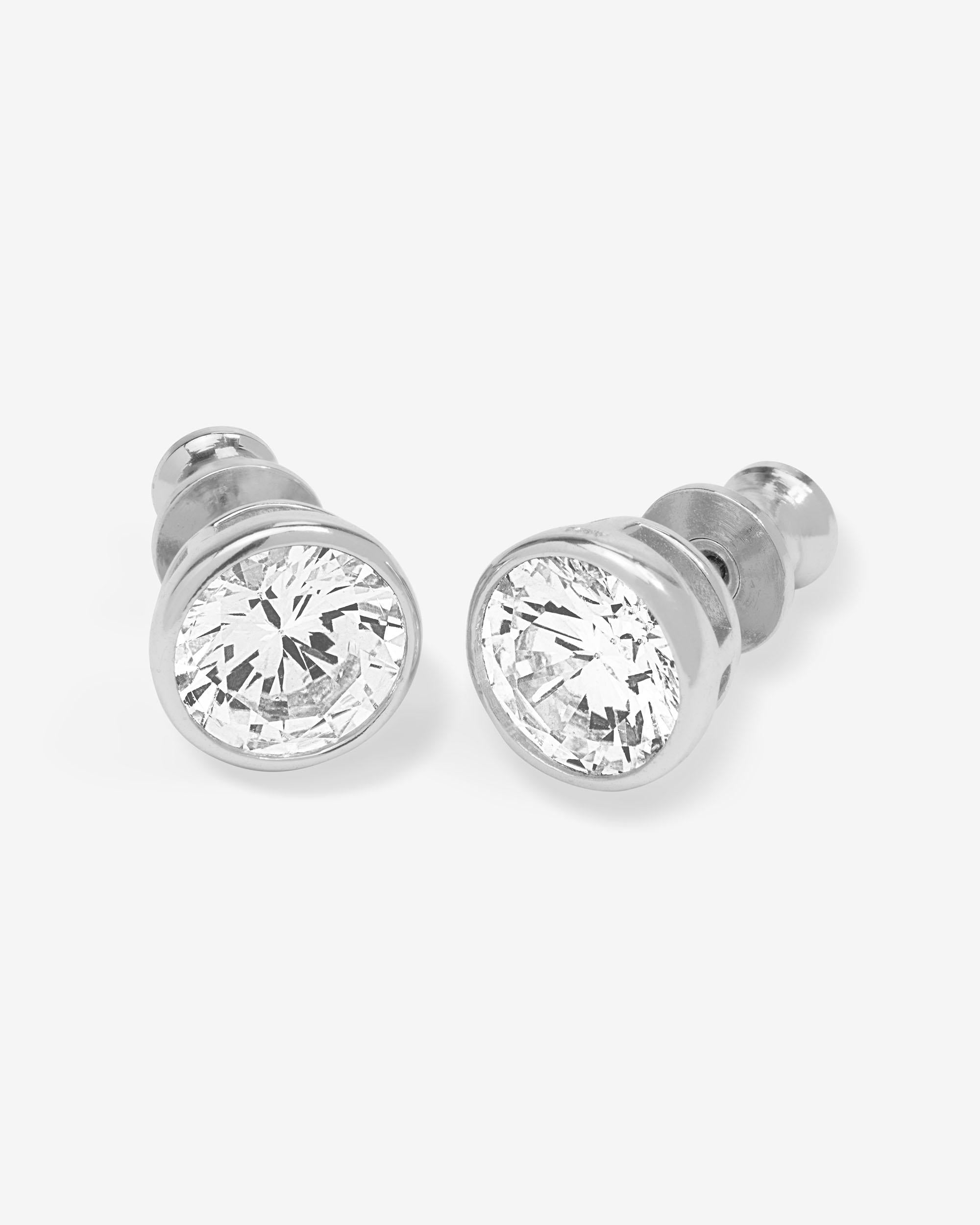 Baroness 8mm Studs - Silver|White Diamondettes