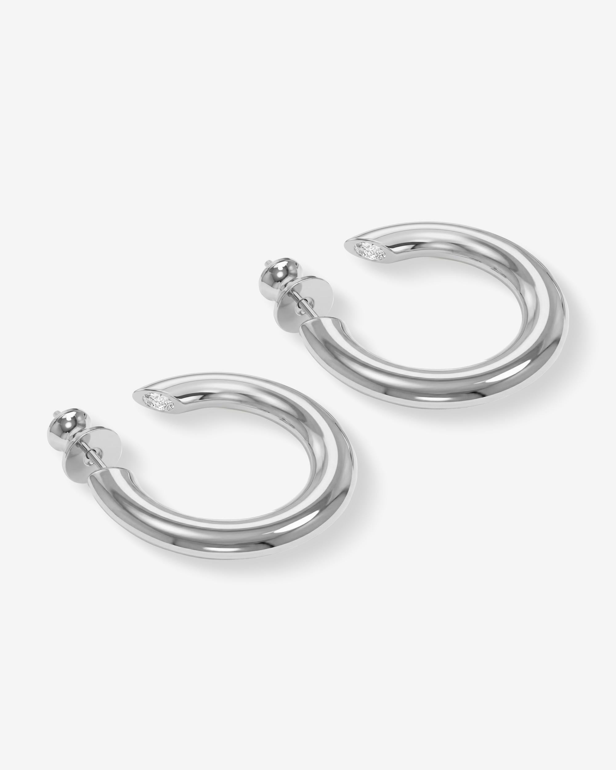 Beacon Hoops 1" - Silver|White Diamondettes