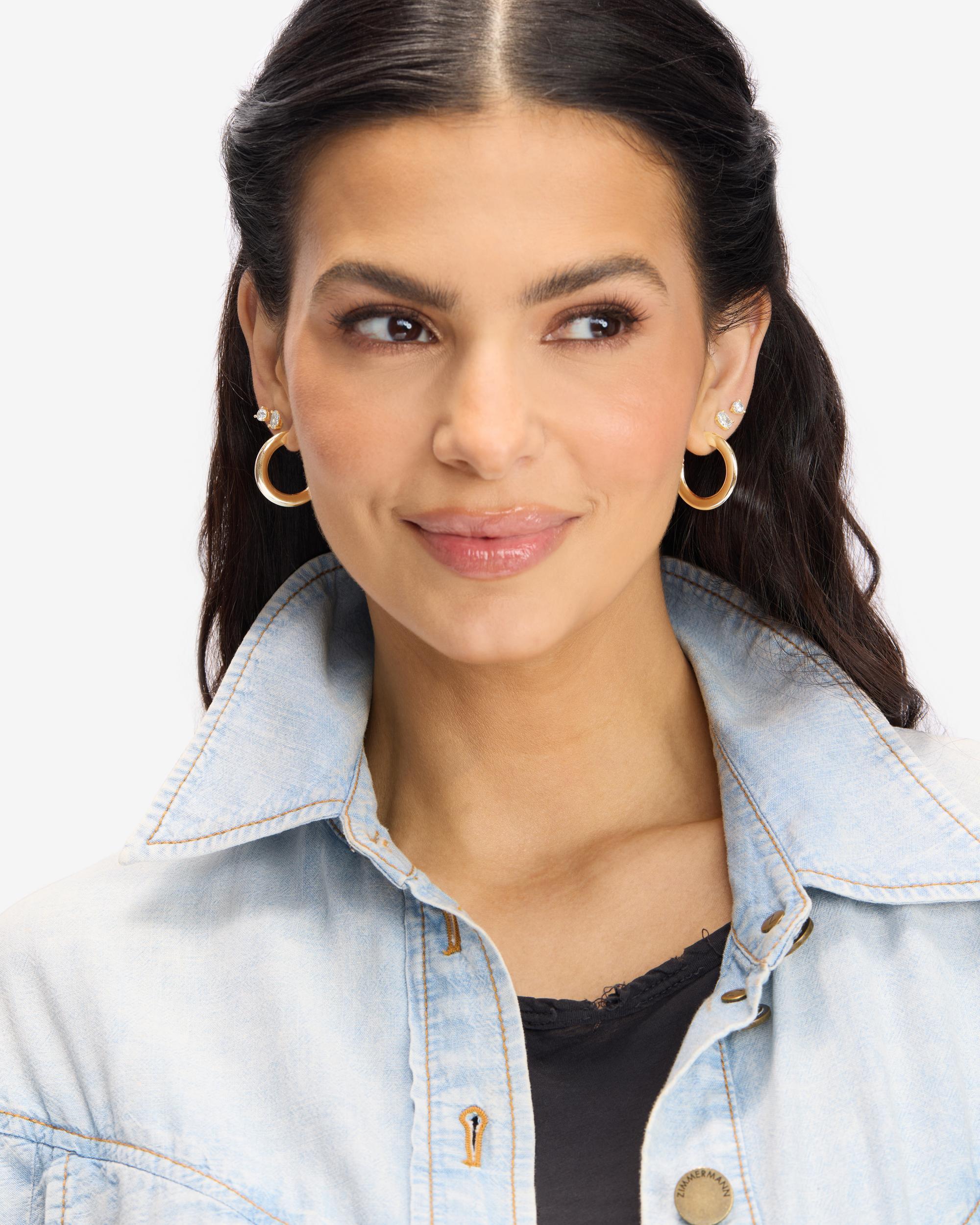 Beacon Hoops 1" - Gold|White Diamondettes