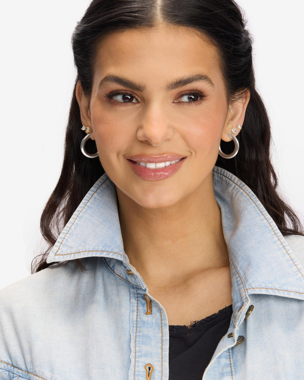 Beacon Hoops 1" - Silver|White Diamondettes