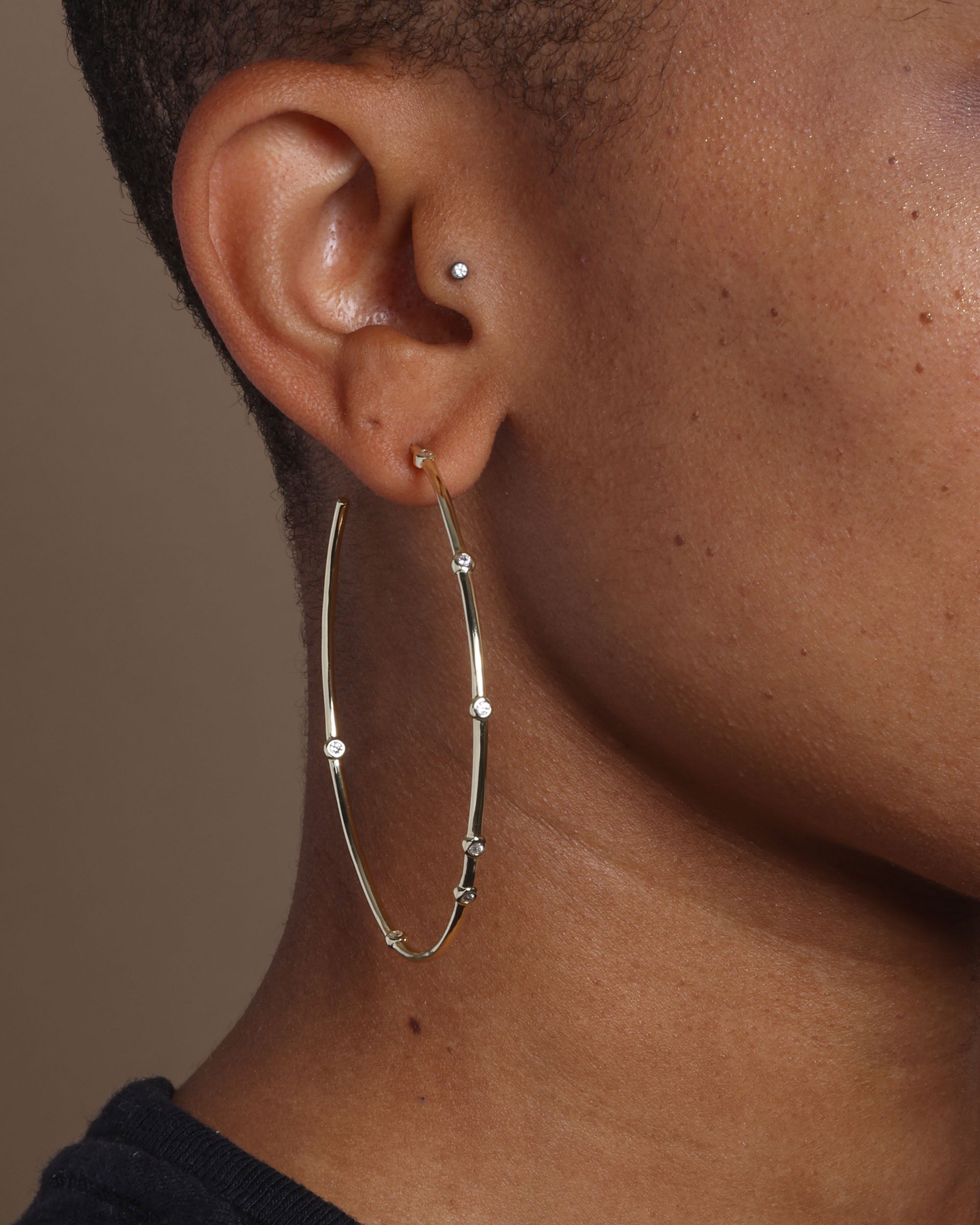 Big Ass Hoops 2.5" - Gold|White Diamondettes