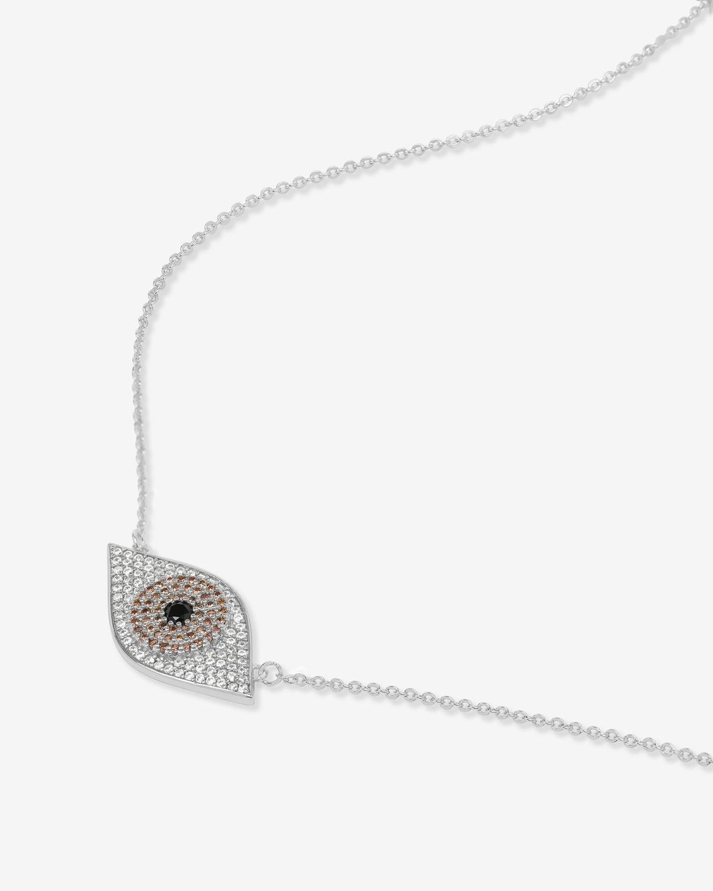 Black Evil Eye Necklace - Silver|Black Diamondettes