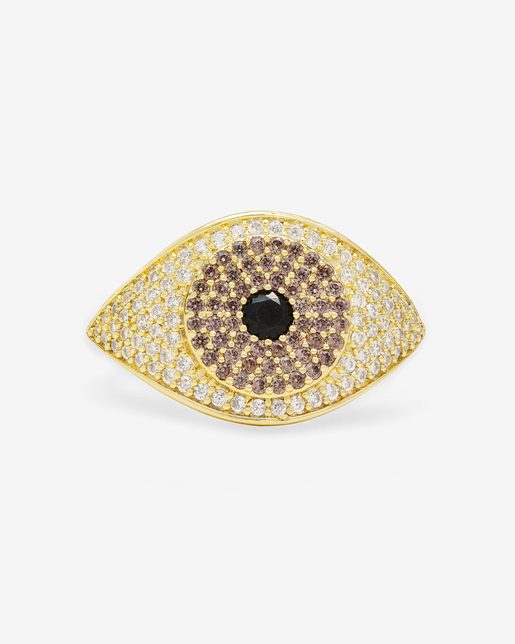 Evil Eye Ring Gold Black Diamondettes
