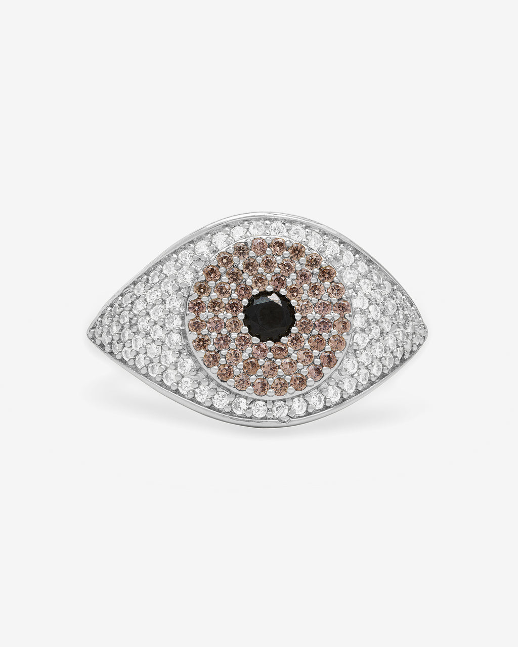 Evil Eye Ring Silver Black Diamondettes