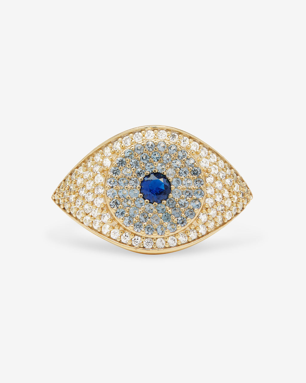 Evil Eye Ring Gold White Diamondettes