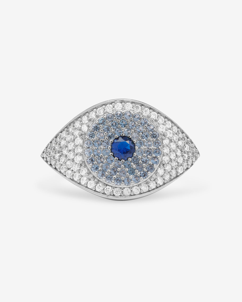 Evil Eye Ring Silver White Diamondettes