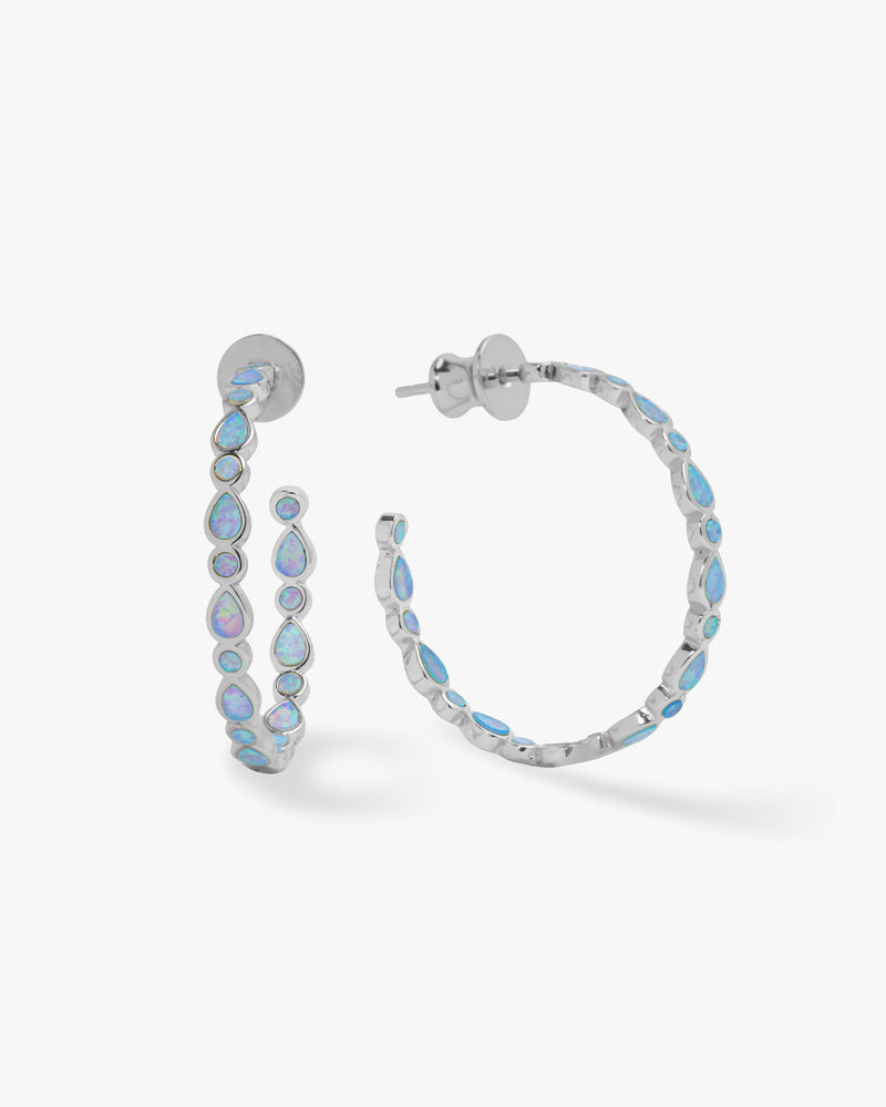 Baby Isla Blue Opal Hoop Earring - 1"
