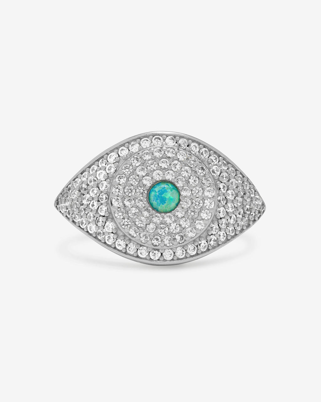 Opal Evil Eye Ring Silver Blue Opal