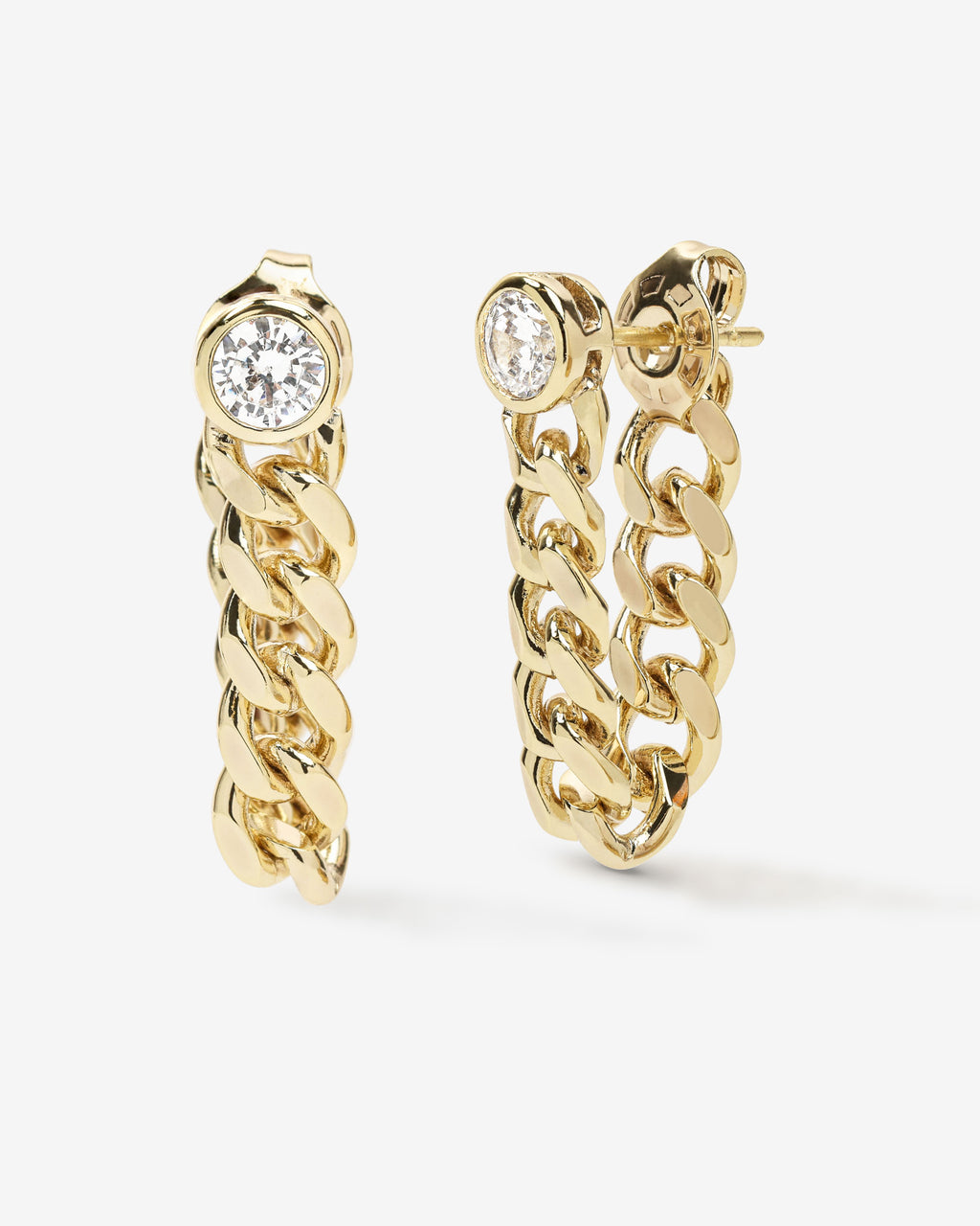 Julian 5mm Soft Chain Hoops Gold White Diamondettes