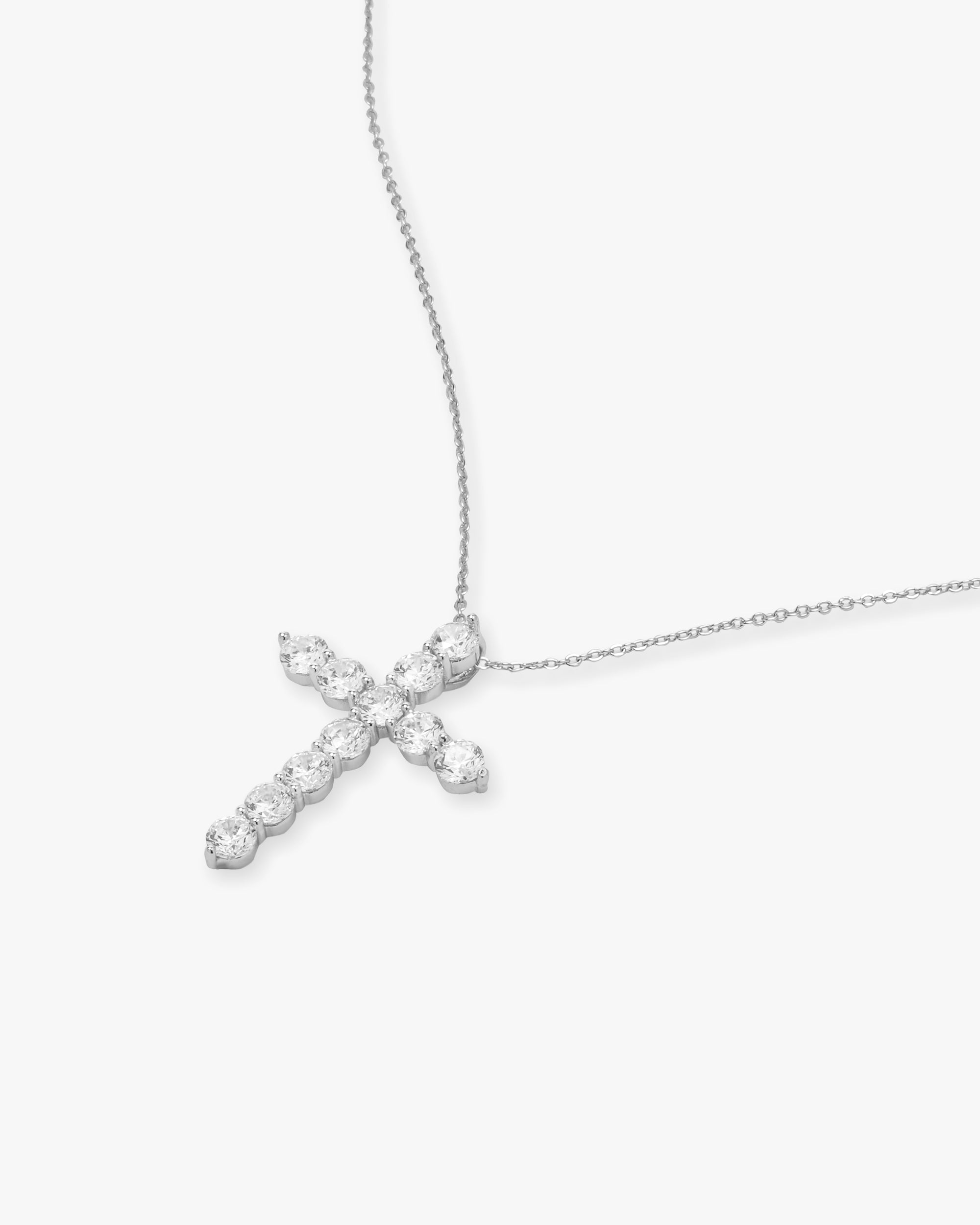 "Oh She Fancy" Cross Pendant - Silver|White Diamondettes