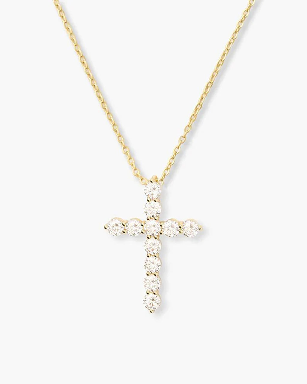 "Oh She Fancy" Small Cross Pendant - Gold|White Diamondettes