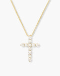 "Oh She Fancy" Small Cross Pendant - Gold|White Diamondettes