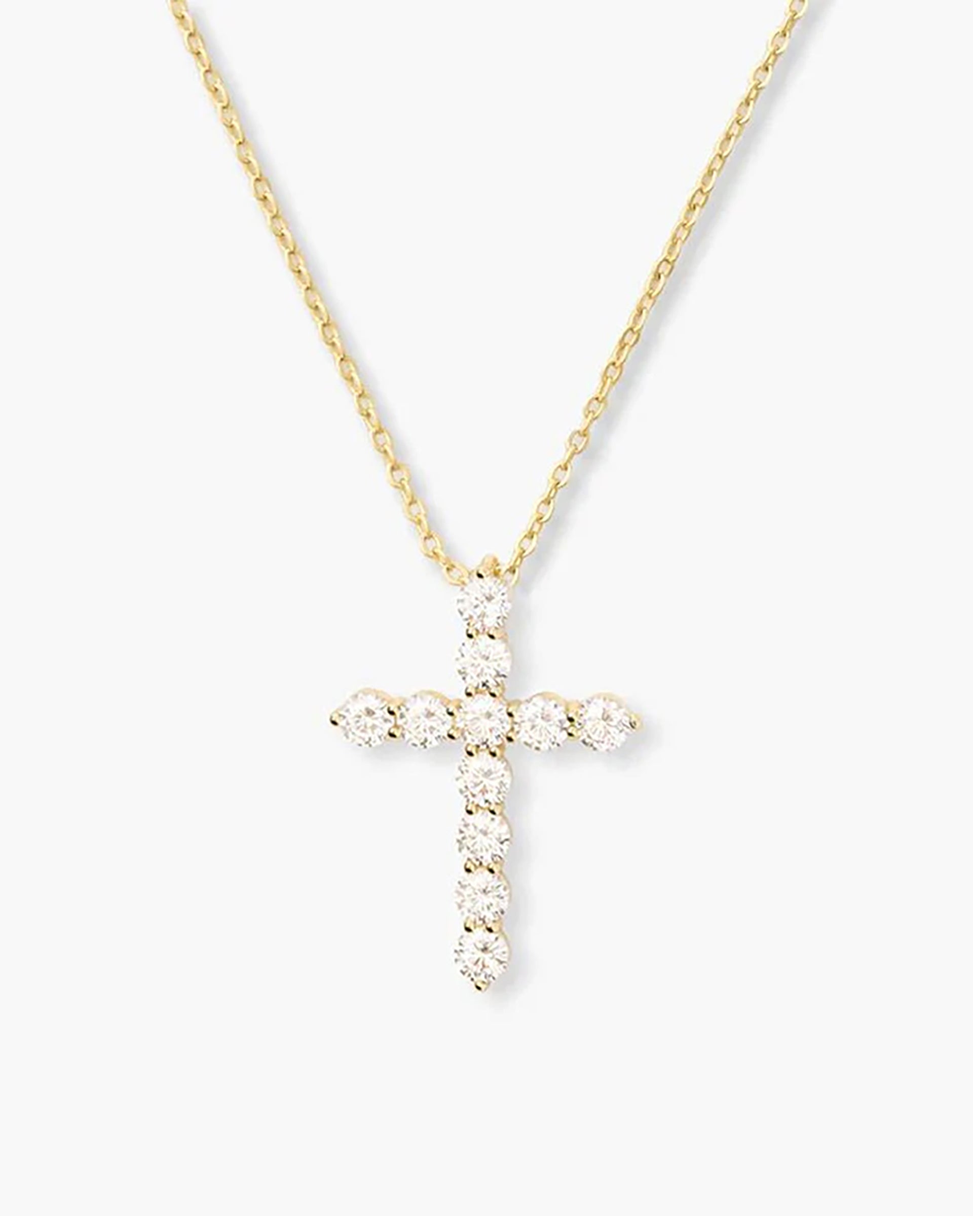 "Oh She Fancy" Small Cross Pendant - Gold|White Diamondettes