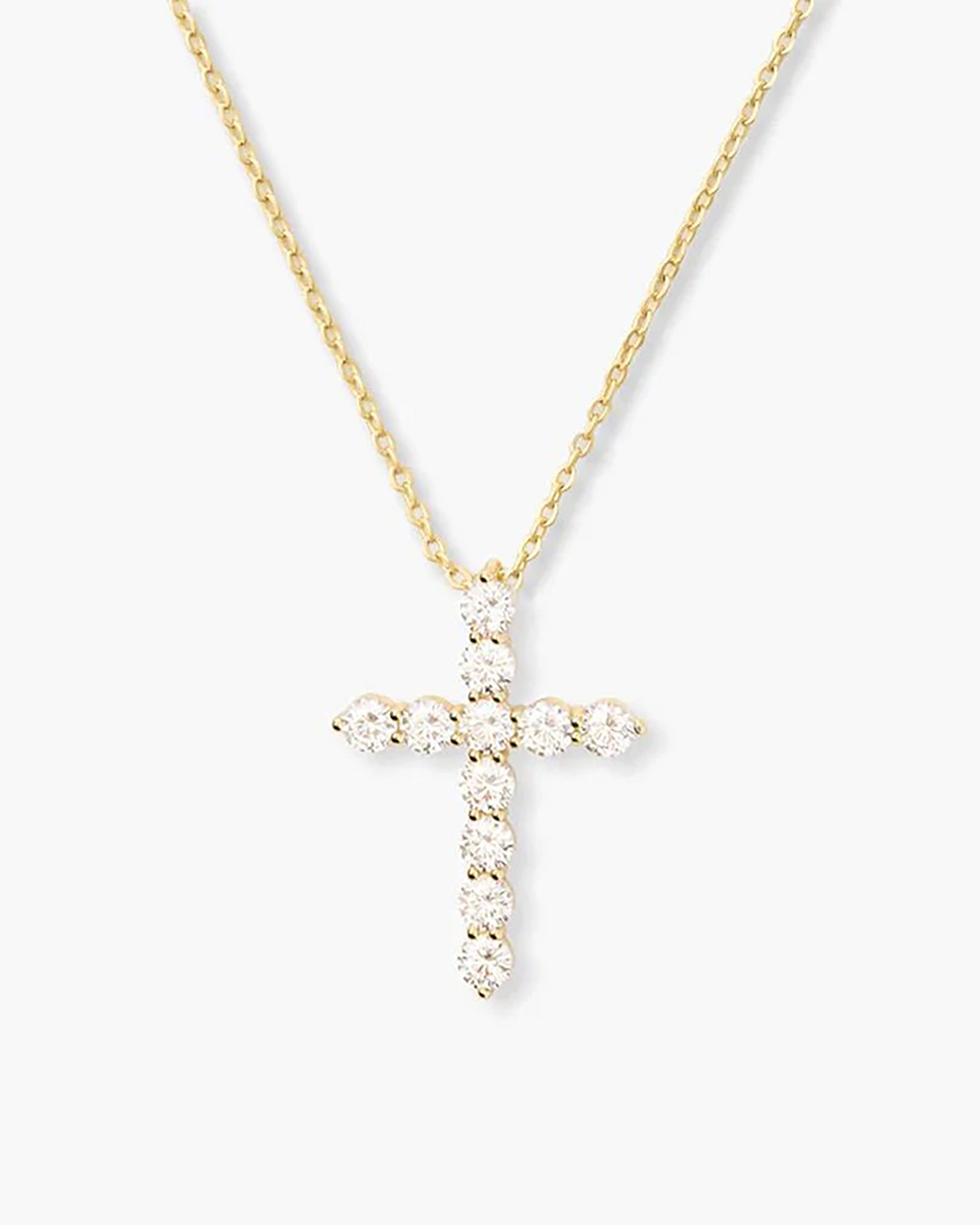 "Oh She Fancy" Small Cross Pendant - Gold|White Diamondettes