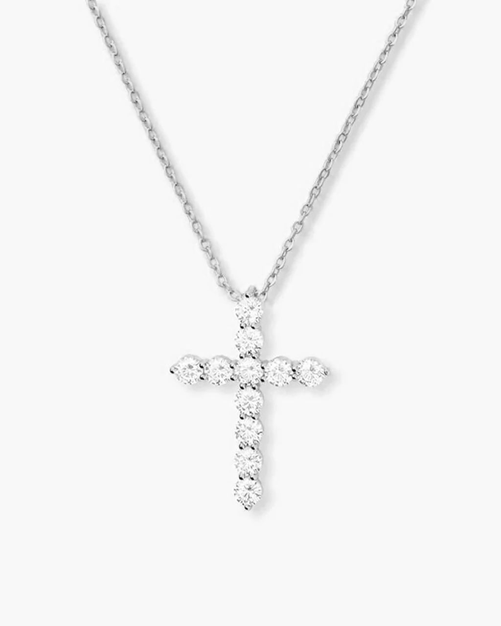 "Oh She Fancy" Small Cross Pendant - Silver|White Diamondettes
