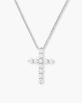 "Oh She Fancy" Small Cross Pendant - Silver|White Diamondettes