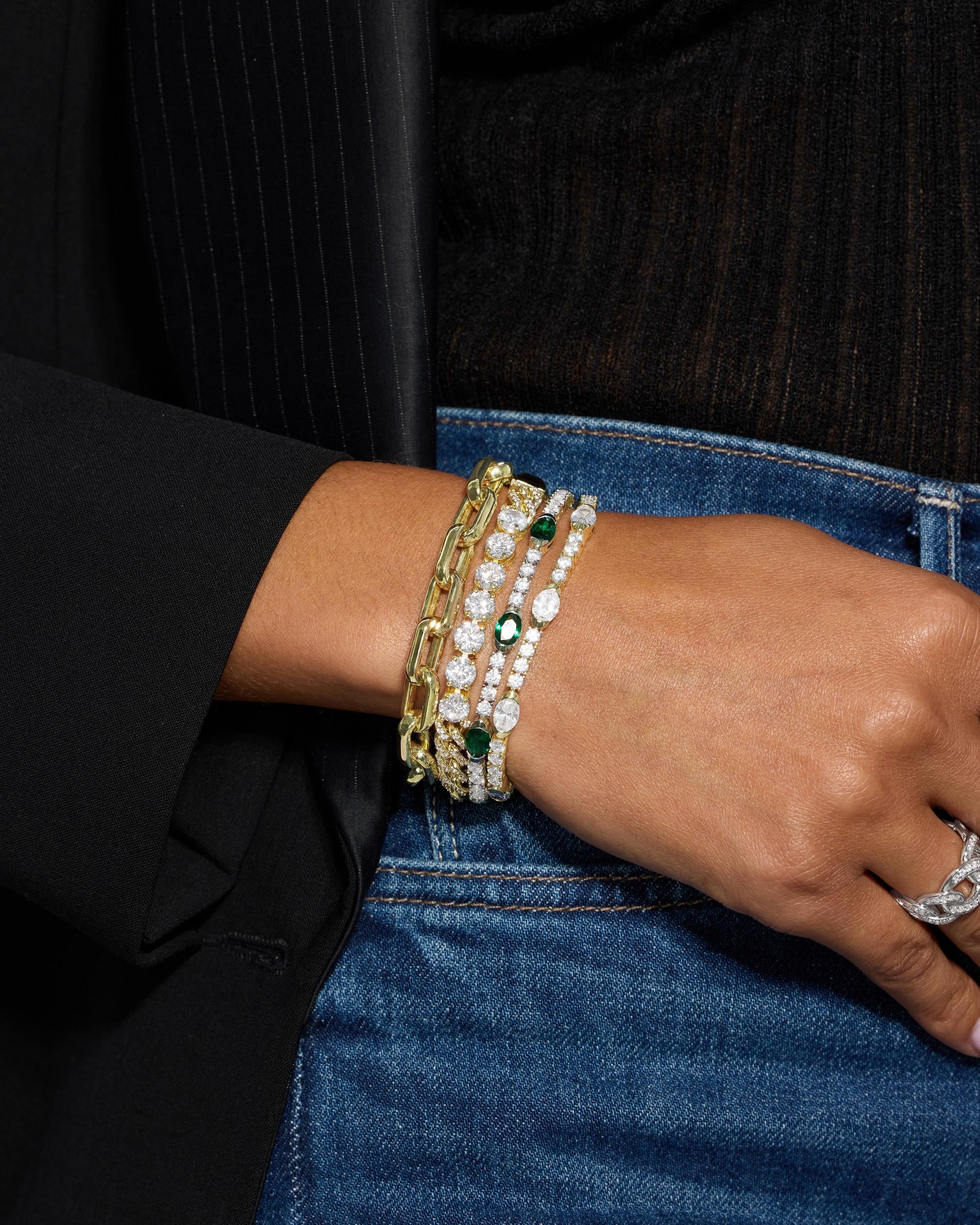 The Maven Gold Tennis Bracelet with Simulated Emeralds – Melinda