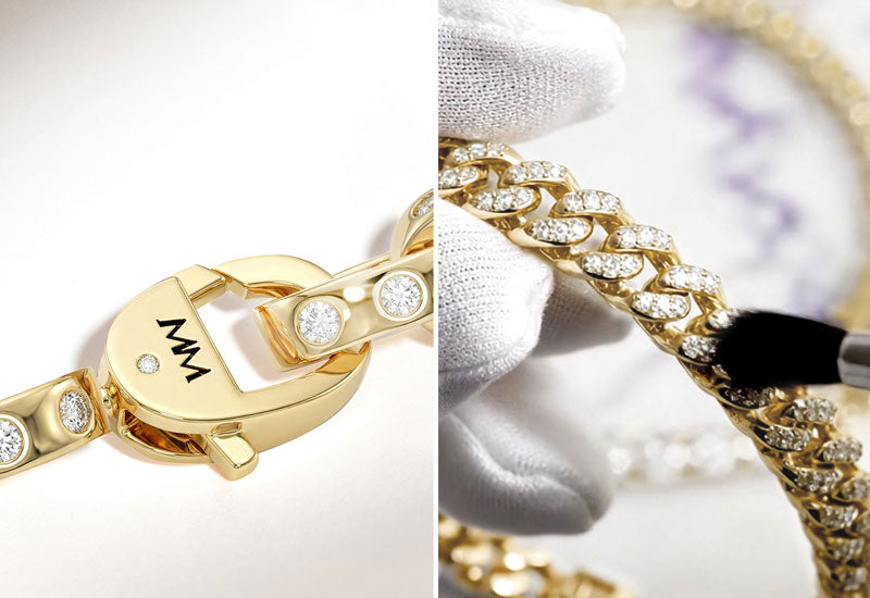 Detail closeup of Melinda Maria clasp and chain.