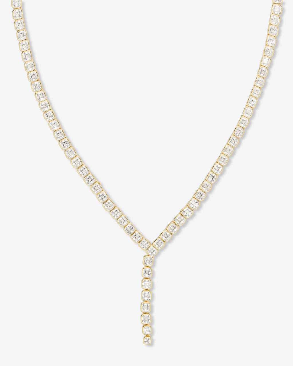 Duchess Lariat Tennis Necklace Gold White Diamondettes
