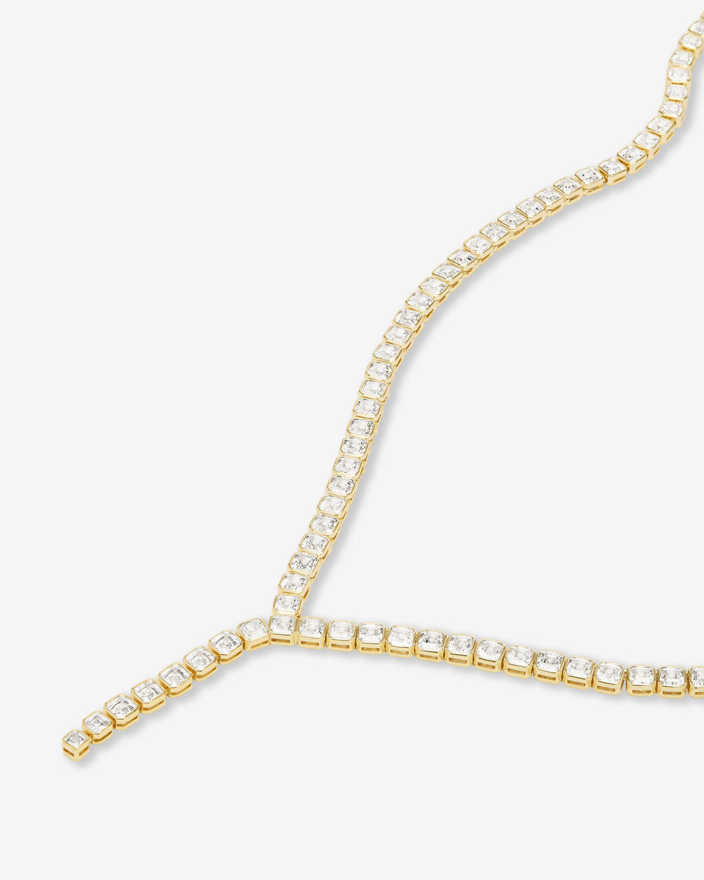 Duchess Lariat Tennis Necklace - Gold|White Diamondettes
