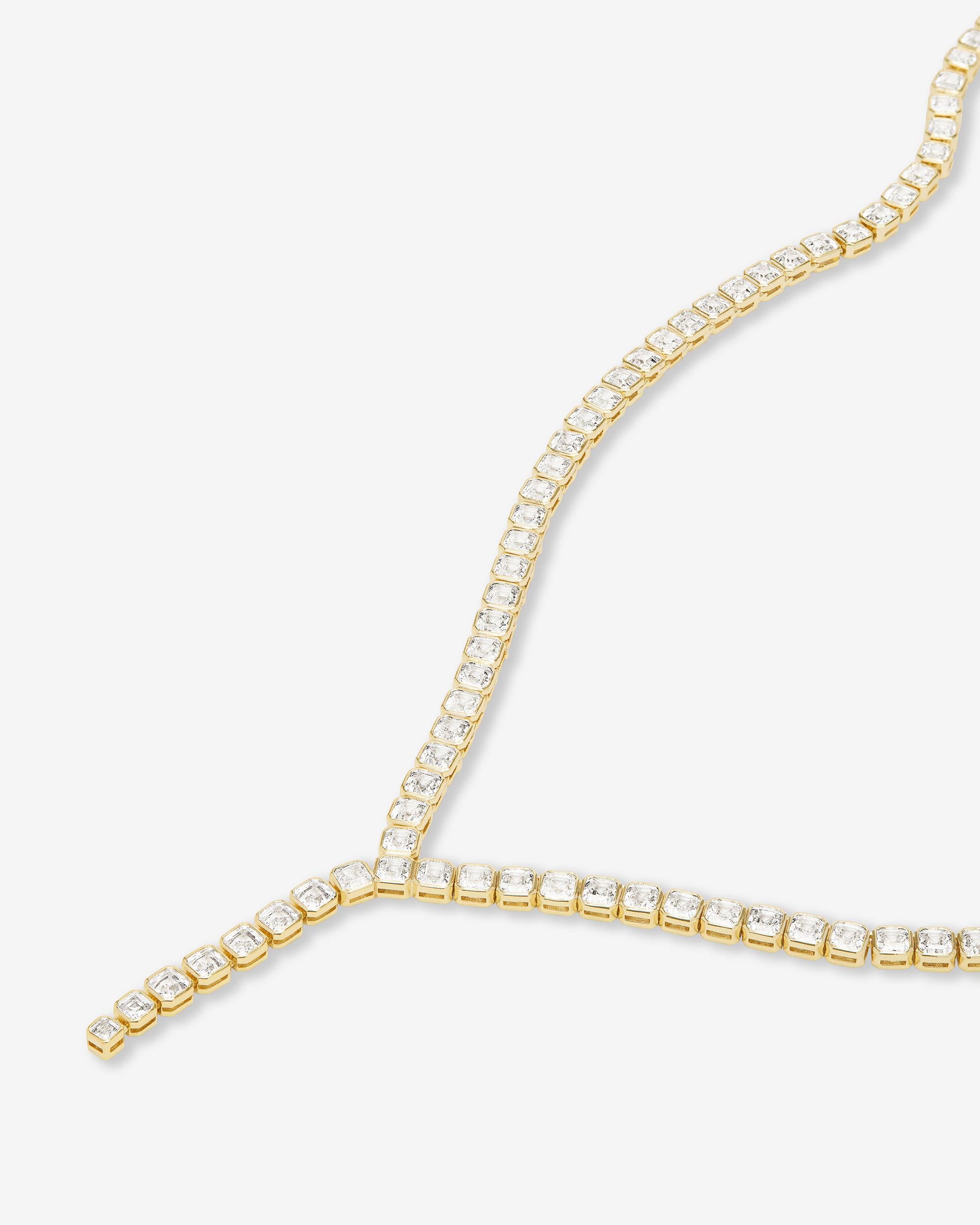 Duchess Lariat Tennis Necklace - Gold|White Diamondettes