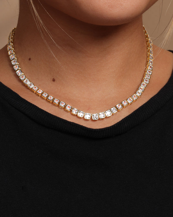 Duchess Tennis Necklace - Gold|White Diamondettes