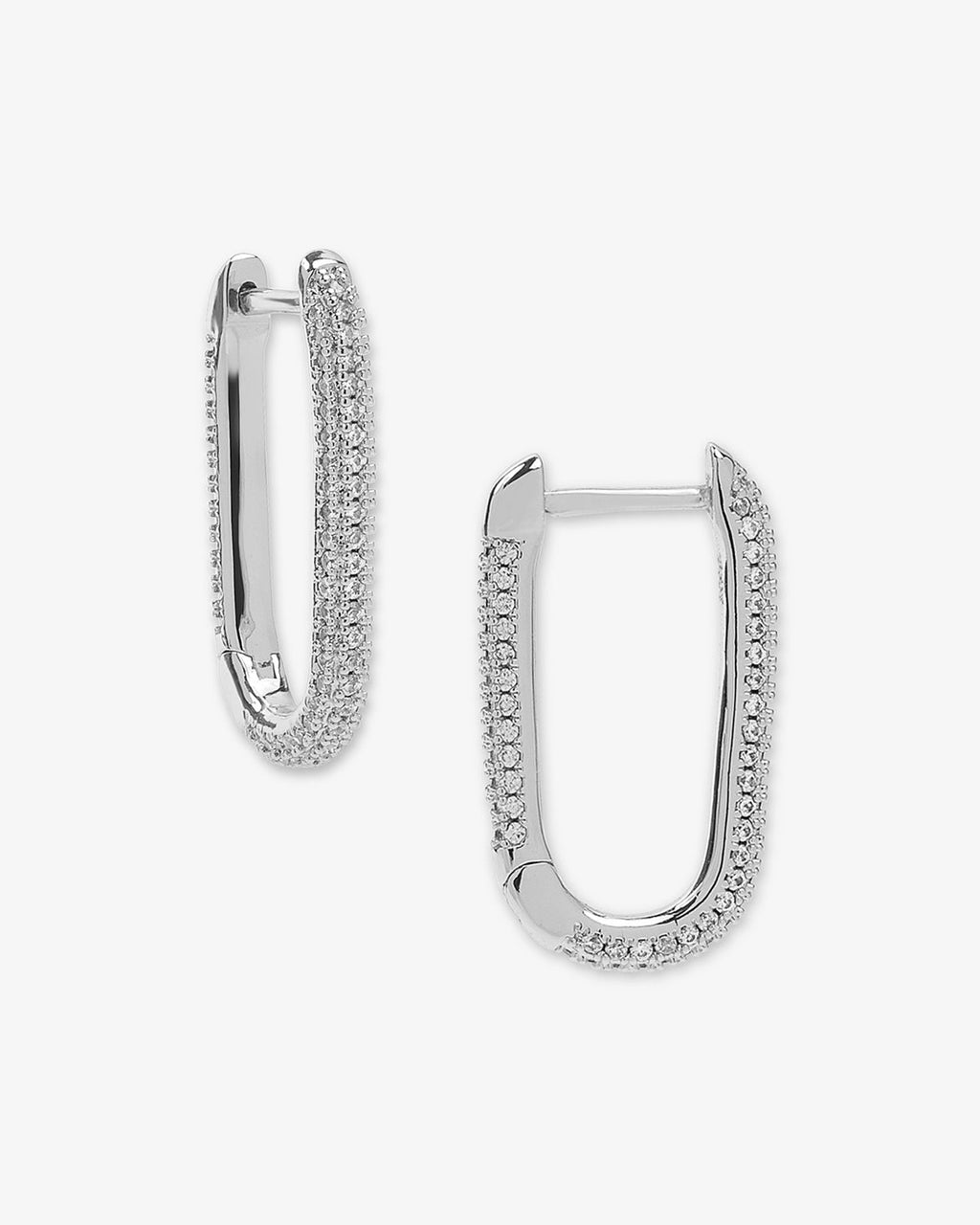 Carrie Pavé Chain Huggies Silver White Diamondettes