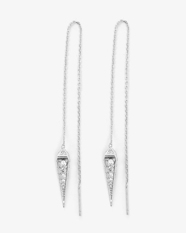 Gabriella Pavè Threader Earrings - Silver|White Diamondettes
