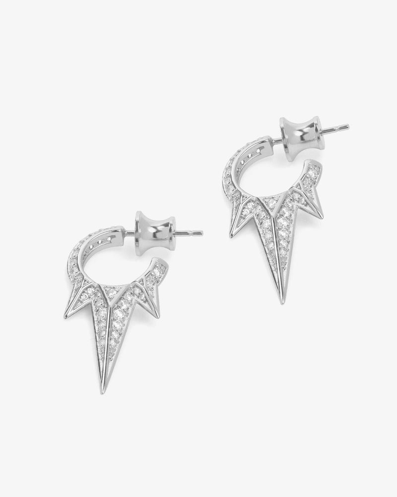 Baby Gabriella Pavè Triple Spike Earrings - Silver|White Diamondettes