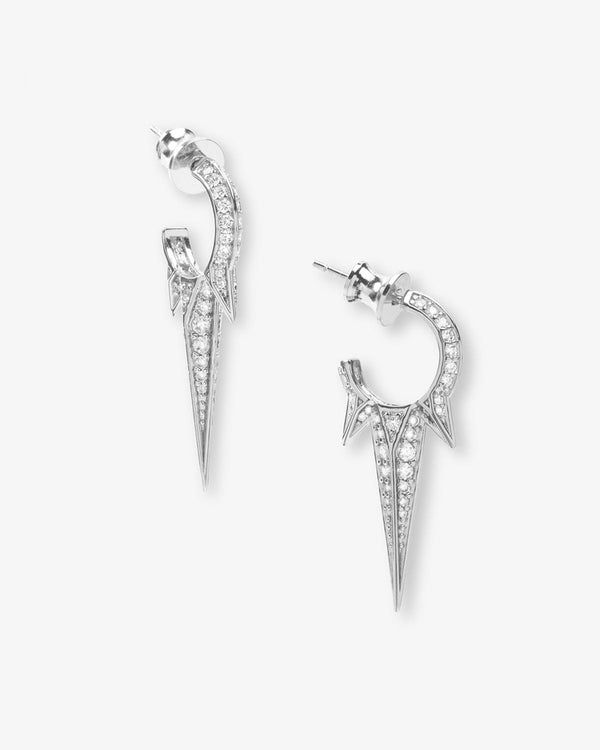 Gabriella Pavè Triple Spike Earrings - Silver|White Diamondettes