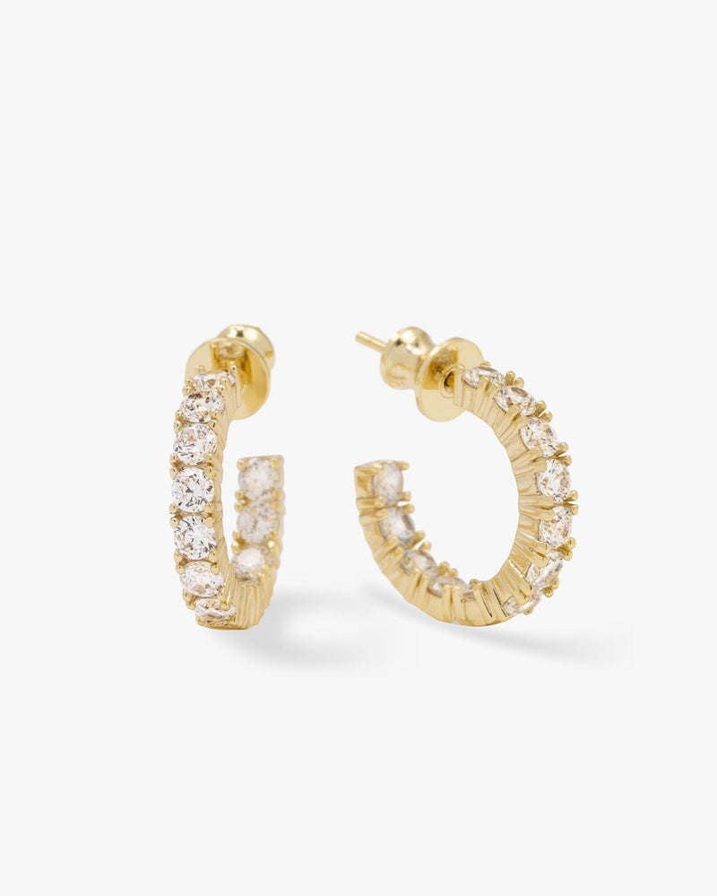 "She's a Classic" Hoops .75" - Gold|White Diamondettes