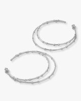 Big Ass Doubled Hoops 2.5" - Silver|White Diamondettes