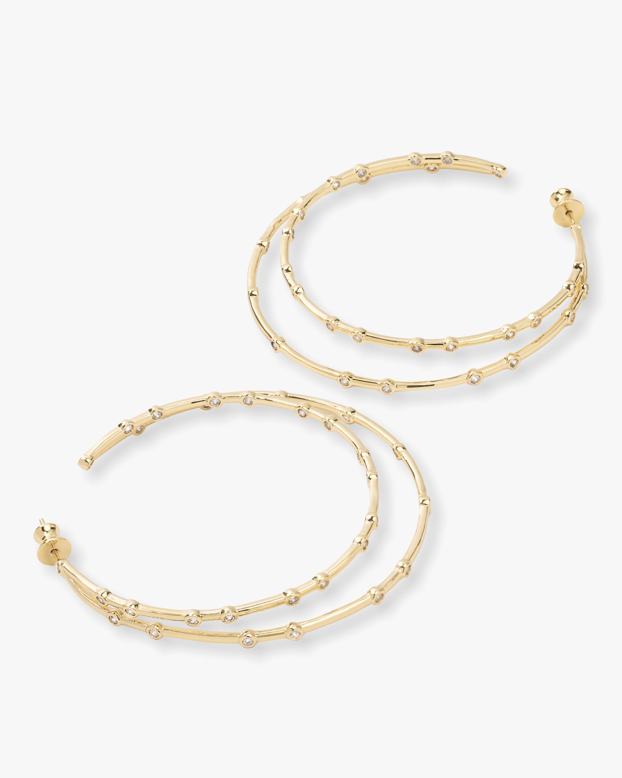 Big Ass Doubled Hoops 2.5" - Gold|White Diamondettes