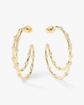 Big Ass Doubled Hoops 1.5" - Gold|White Diamondettes