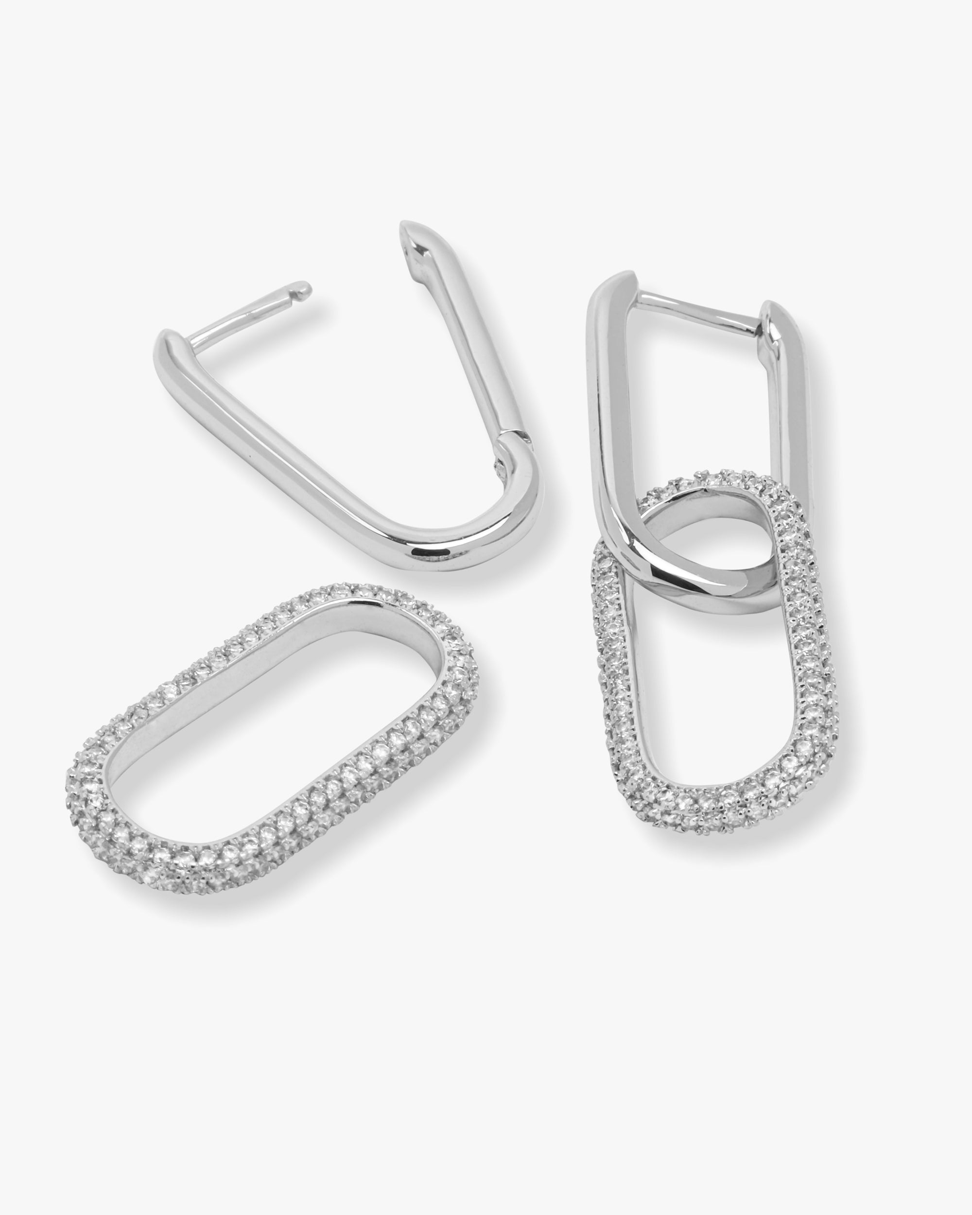 Carrie Pavé Chain Convertible Huggies - Silver|White Diamondettes