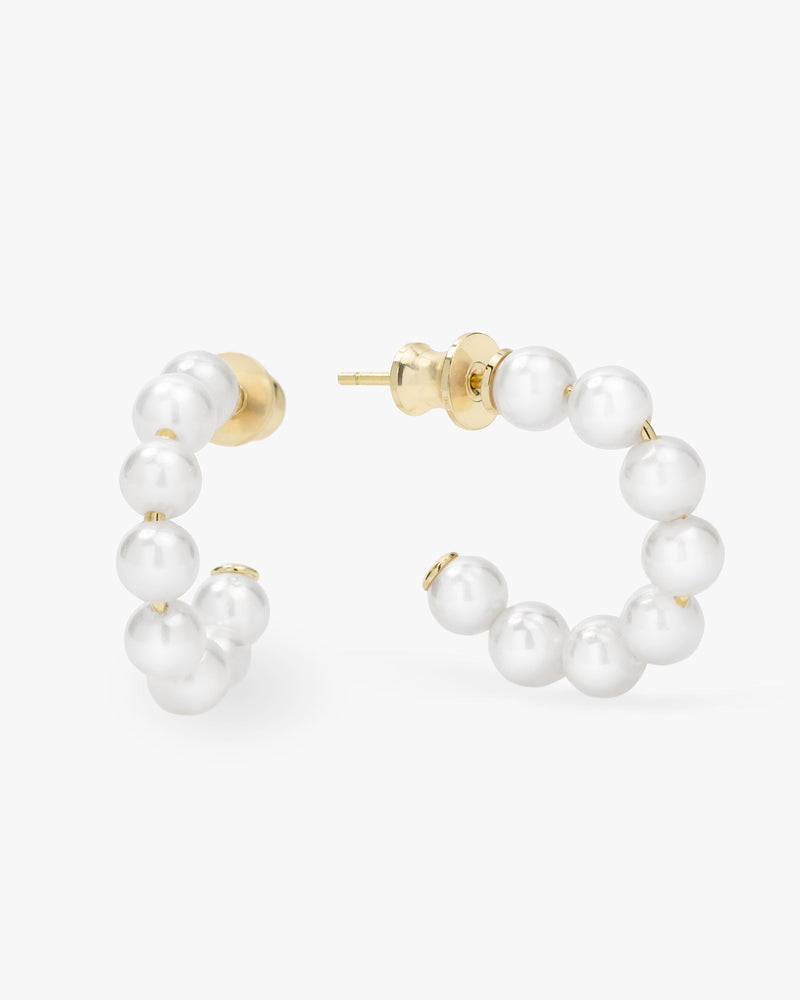 Baby Life's A Ball Pearl Hoops - Gold