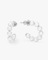 Baby Life's A Ball Pearl Hoops - Silver