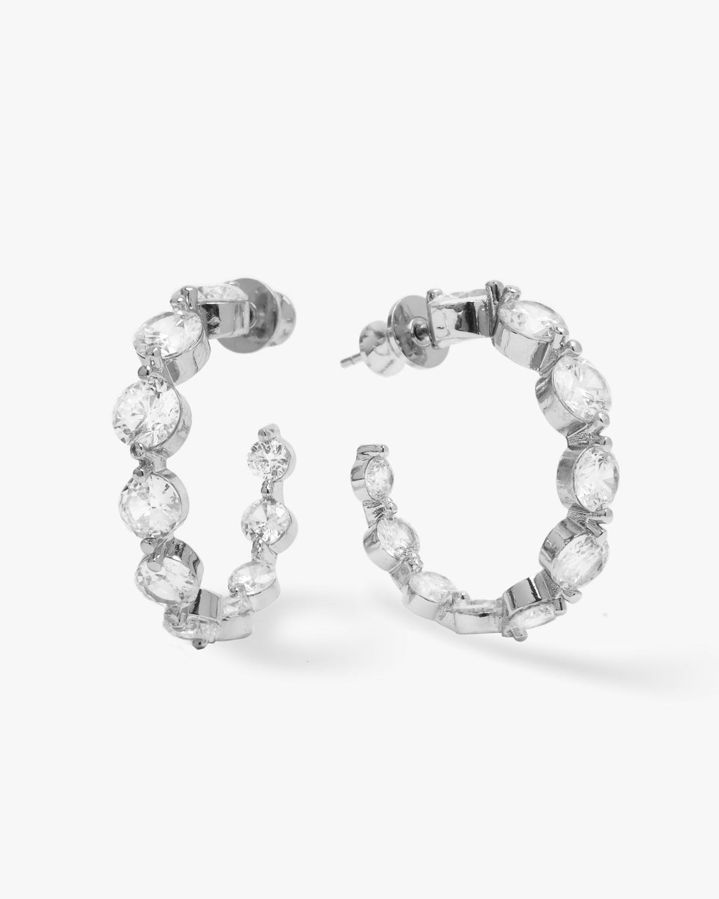 She's an Icon Hoops .75" - Silver|White Diamondettes