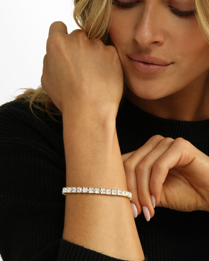 The Queen's Tennis Bracelet - Gold|White Diamondettes