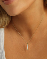 "Oh She Fancy" 5-Drop Necklace - Gold|White Diamondettes